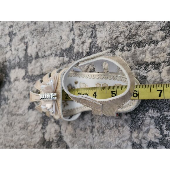 S.H. Toddler Girls Glittery Butterfly Slip-On Sandals Cream/Silver Size 6 - Picture 6 of 9